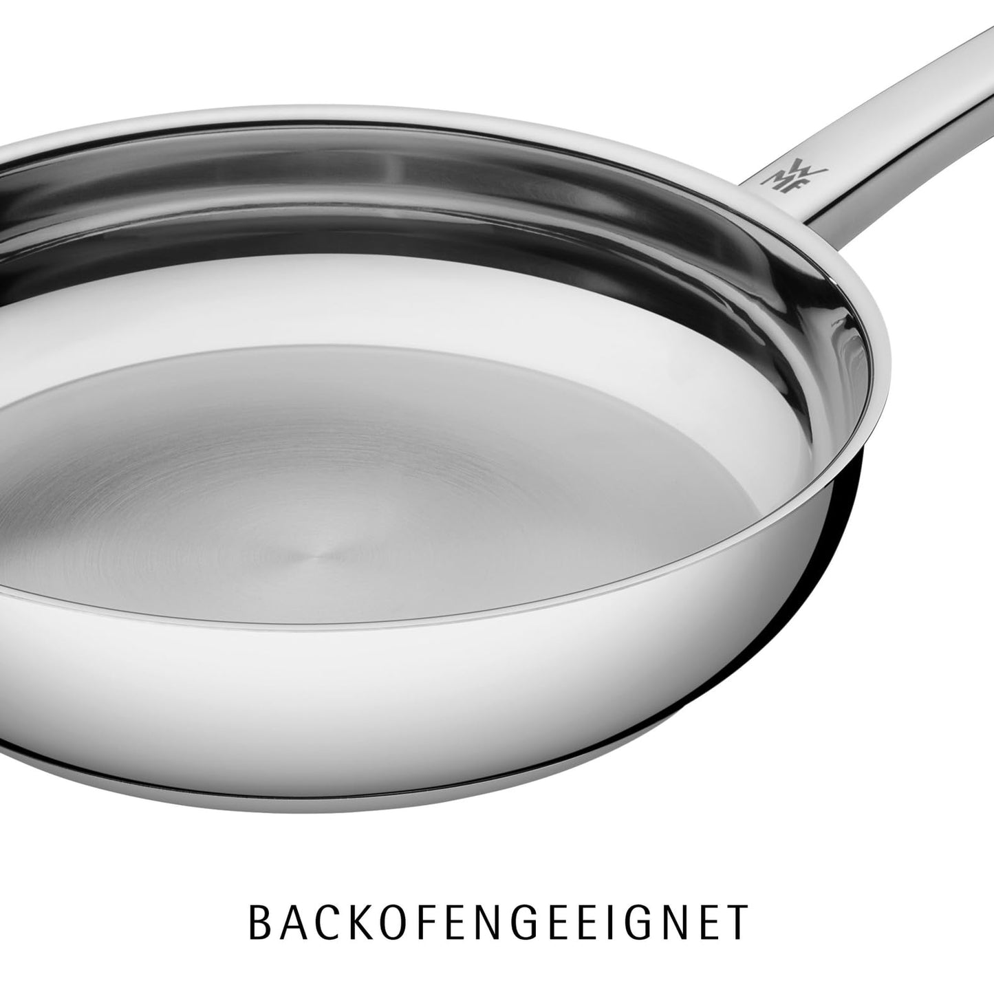 WMF Profi Bratpfanne 28 cm, Edelstahlpfanne unbeschichtet, Cromargan Edelstahl Pfanne Induktion, für alle Herdarten geeignet, backofenfest, spülmaschinengeeignet