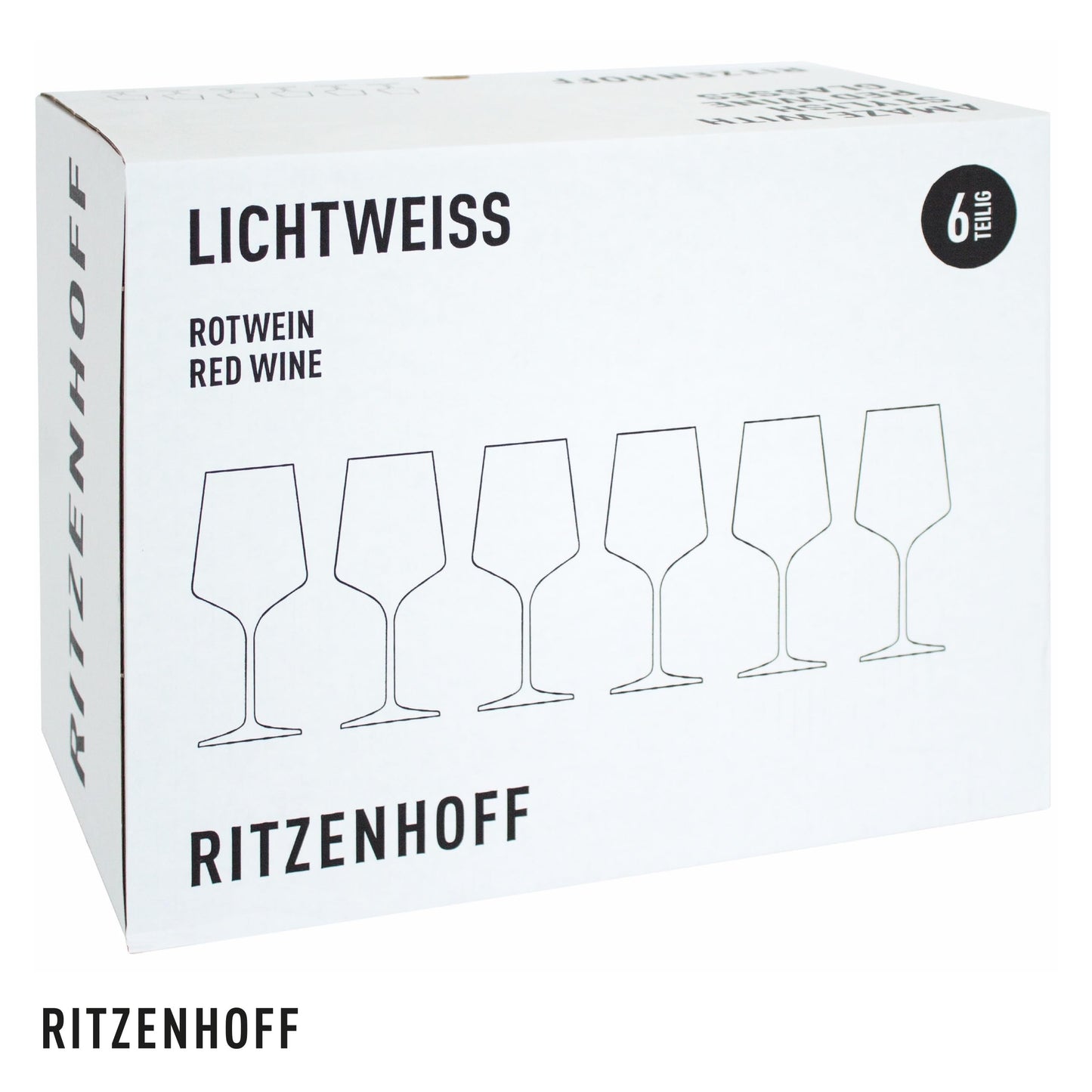 RITZENHOFF 6301001 Rotweinglas 500 ml - Serie Lichtweiss - 6 Stück im Geschenk-Set - stilvoll-modern - Made in Germany