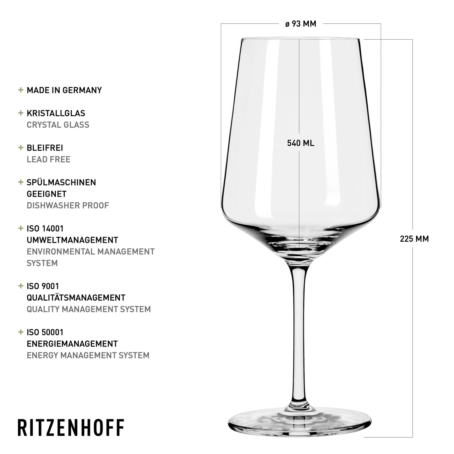 RITZENHOFF 6301001 Rotweinglas 500 ml - Serie Lichtweiss - 6 Stück im Geschenk-Set - stilvoll-modern - Made in Germany