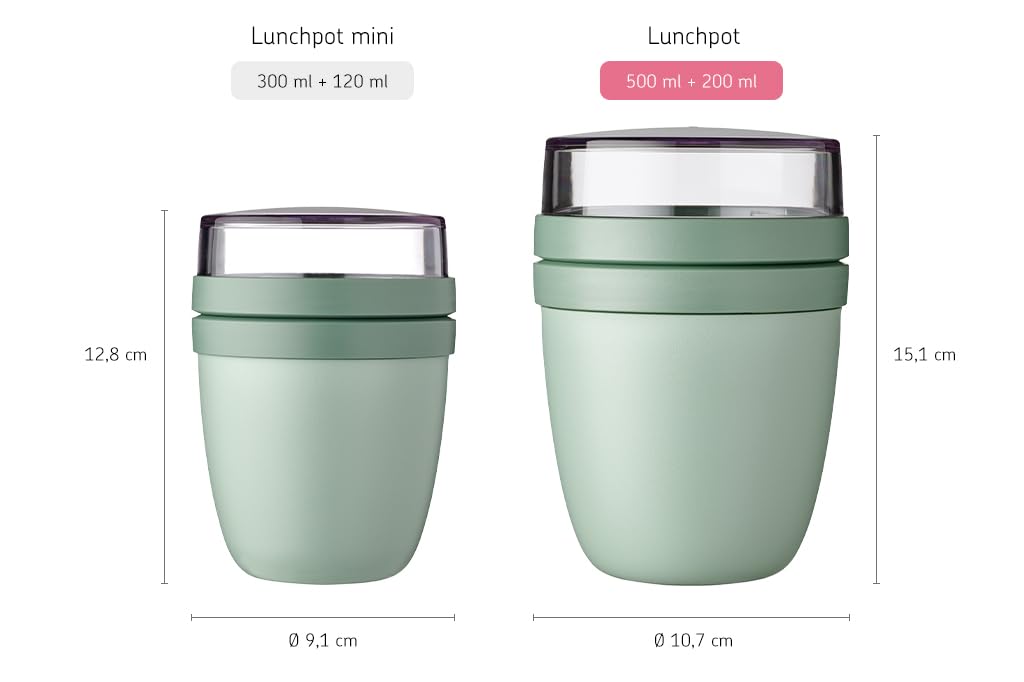 Mepal Müslibecher to go, praktischer Joghurtbecher to go - Unterteilung für Joghurt & Müsli - Geeignet für Gefrierschrank, Mikrowelle & Spülmaschine - 500 ml + 200 ml - Nordic Sage
