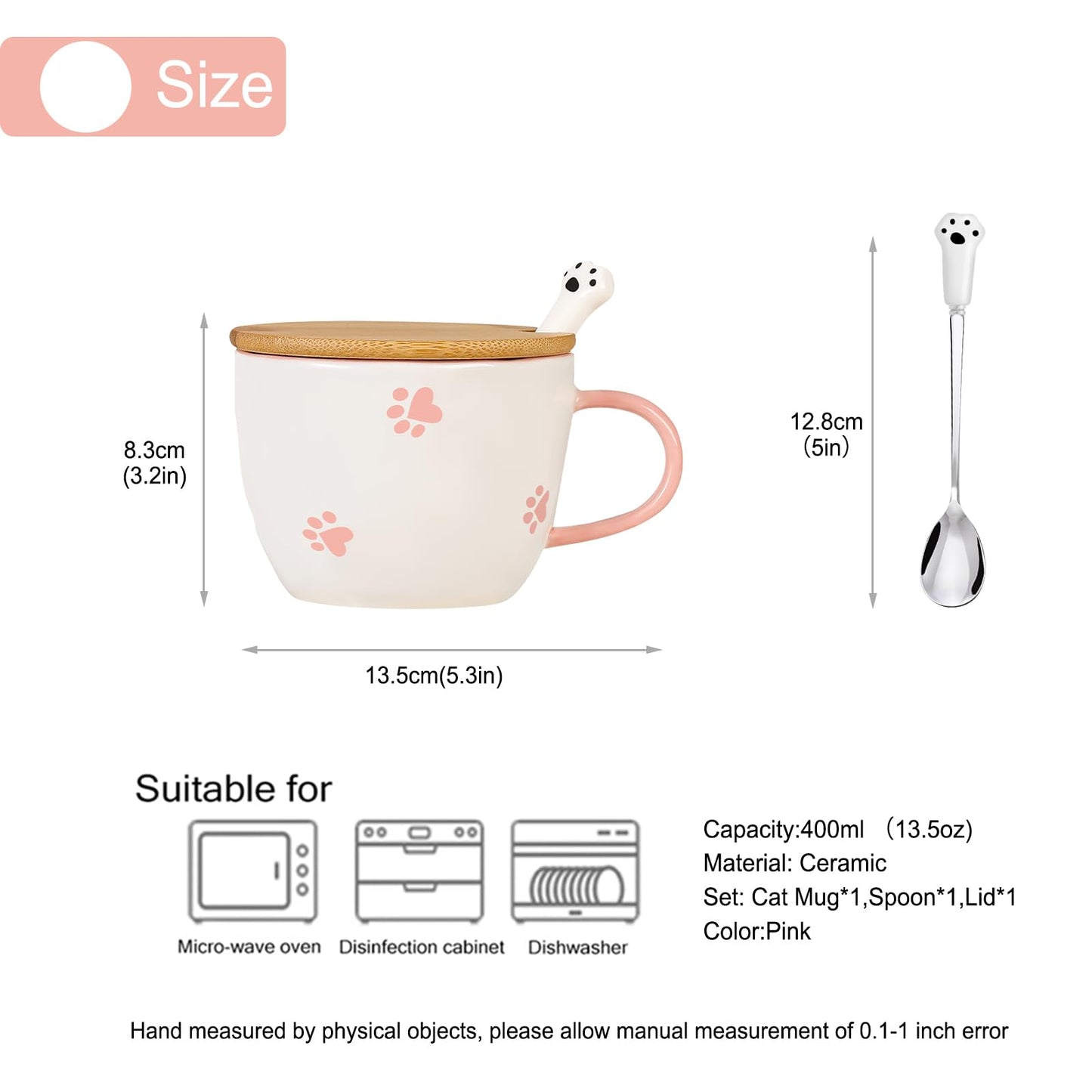 BigNoseDeer Süße Sachen Keramik Katze Kaffeetasse Teetasse Deckel Löffel Lustige Tassen Geschenke für Frauen Kaffeebecher 3D Tasse Personalisiert Cappuccino Tasse Beste Freundin Weihnachten Geschenk