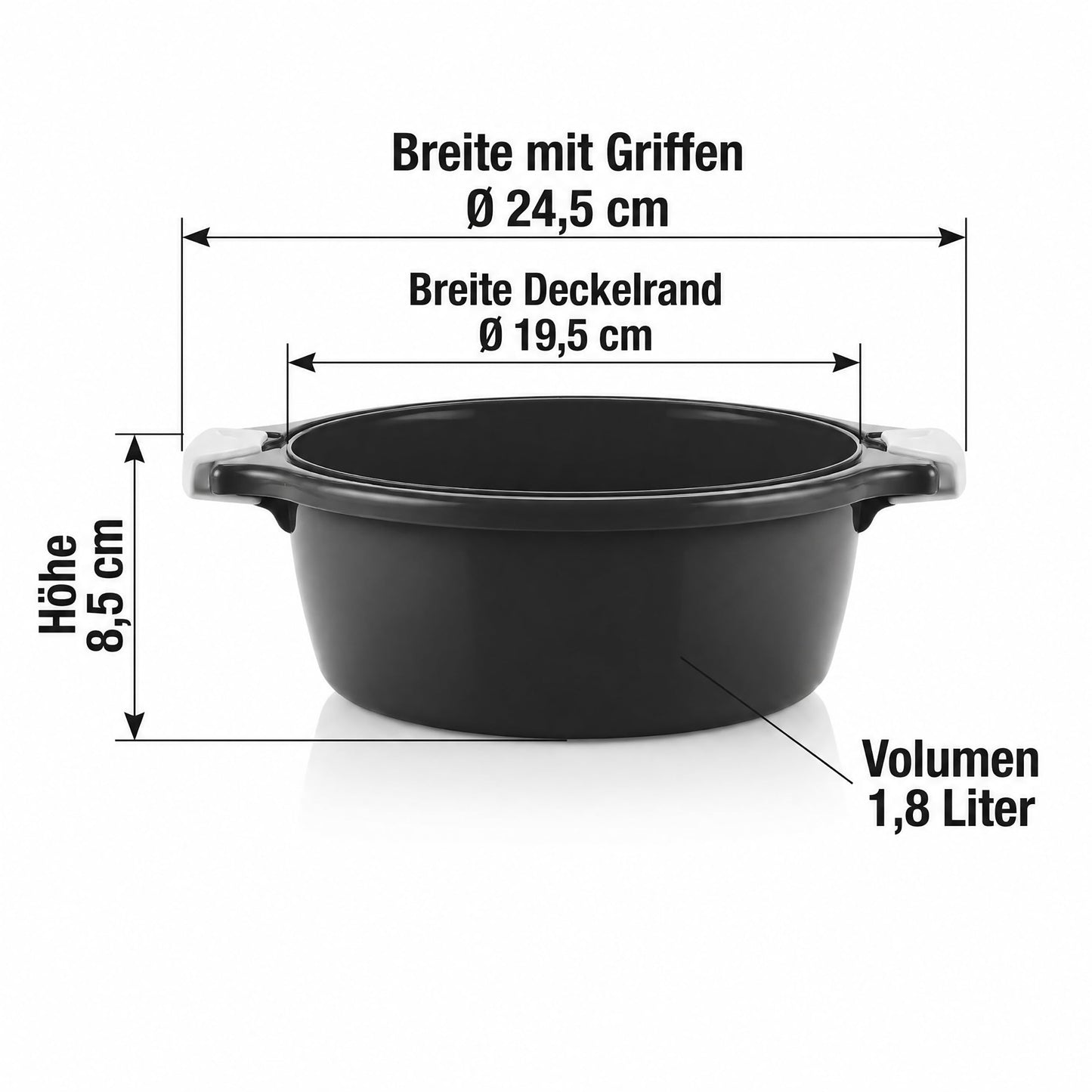 Lantelme 2 Stück Mikrowellenschüssel im Set mit 1,8 Liter mit Dampfventil in Deutschland hergestellt stapelbar spülmaschinengeeignet Kunststoff Schüssel für Mikrowelle Kühl- Gefrierschrank (Schwarz)