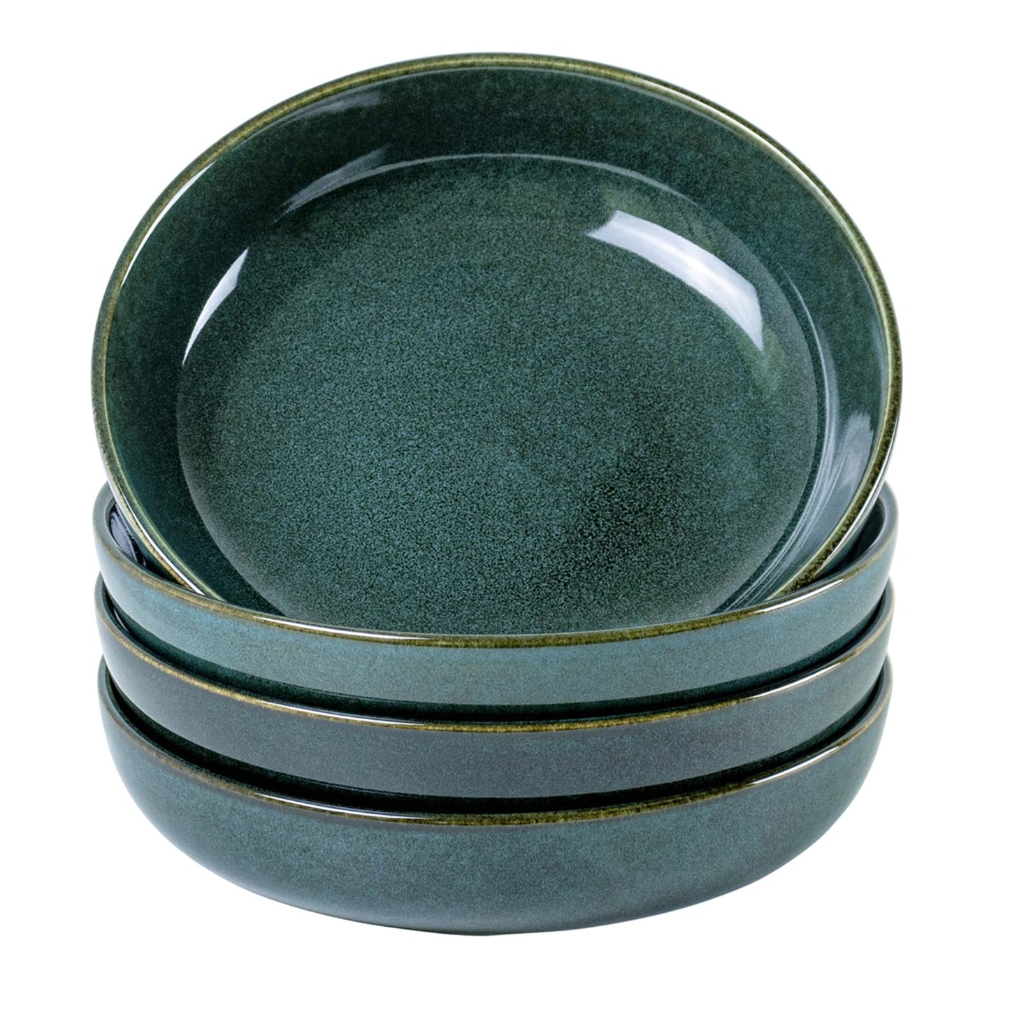 UNICASA Salatschüssel aus Porzellan, 20com 4er-set Salatschalen, Porzellan Müslischale Dessertschalen Obstschalen für 4 Personen, Grün
