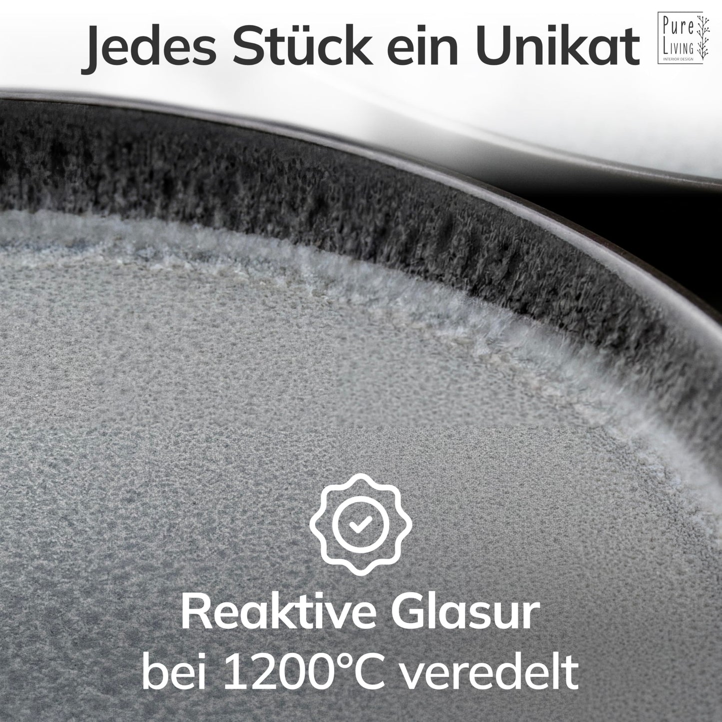 Steingut Geschirrset 6 Personen Ibiza 24 tlg. TESTSIEGER, Traumhaftes Mediterranes Steingut Geschirr Set, Schüssel- und Teller Set, Tafelservice 6 Personen, Geschirrsets Pure Living in Grau